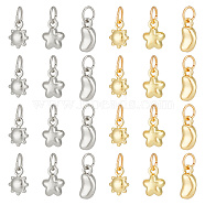 24Pcs 6 Style Alloy Charms, with Jump Ring, Moon & Star & Sun Charm, Platinum & Golden, 10~12x5.5~7x3.5~4.5mm, Hole: 4.4mm, 4pcs/style(FIND-AR0003-88)