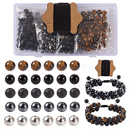 Men's Mixed Stone Bracelet DIY Making Kit, Including Synthetic Hematite Beads, Natural Lava Rock & Tiger Eye & Black Onyx Beads, Alloy Beads, Waxed Nylon Cord, Gemstone Beads: 200Pcs/set(DIY-FW0001-11)