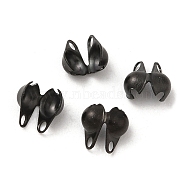 Ion Plating(IP) 304 Stainless Steel Smooth Surface Bead Tips, Calotte Ends, Clamshell Knot, Electrophoresis Black, 6x4x2.5mm, Hole: 1mm, Inner Diameter: 2mm(STAS-D150-02EB)