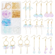 SUNNYCLUE DIY Glass Flower Drop Earring Making Kit, Including Glass Pendants & Beads, Acrylic Bead Caps, Brass Linking Rings & Pendants & Pin & Chains & Earring Hook, Iron Links, Golden, Glass Pendant: 30Pcs/box(DIY-SC0018-36)