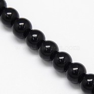 Crystal Glass Round Beads Strands, Black, 8mm, Hole: 1mm, about 54pcs/strand, 15.7 inch(EGLA-F037-8mm-B03)