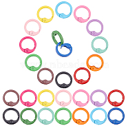 Elite 28Pcs 14 Colors Spray Painted Alloy Spring Gate Rings, O Ring, Mixed Color, 25x4mm, 6 Gauge, Hole: 19mm, 2pcs/color(FIND-PH0007-90)