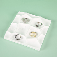Honeycomb Resin Ring Organizer Trays, Jewelry Stands for Finger Rings Storage, White, 14x14x1.85cm(ODIS-A012-04)
