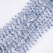 Electroplate Glass Beads Strands, Faceted, Fan, Light Steel Blue, 8~8.5x10.5x3.5mm, Hole: 1mm, about 100pcs/strand, 19.6 inch(EGLA-S176-05A-B06)