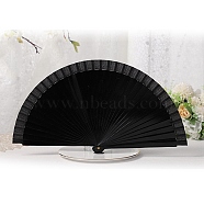 Schima Folding Fan, Vintage Wood Decorative Fan, for Party Wedding Dancing Decoration, Black, 23cm(PW-WG96635-08)