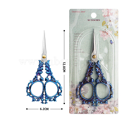 Stainless Steel Scissors, Embroidery Scissors, Sewing Scissors, with Zinc Alloy Handle, Blue & Stainless Steel Color, 128x62mm(PW-WG54771-03)