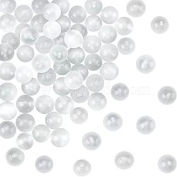 Olycraft Cat Eye Beads Strands, Round, WhiteSmoke, 10mm, Hole: 0.8mm, about 39pcs/strand, 15 inch(G-OC0003-23)