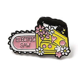 Creative Tool Alloy Pink Enamel Pin Brooch for Backpack Clothes, Electric Saw, 21x30.5mm(JEWB-R004-03EB-03)