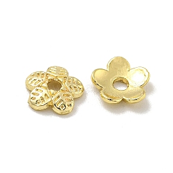 Alloy Bead Caps, Long-Lasting Plated, Lead Free & Cadmium Free, Flower, Real 14K Gold Plated, 6x1.5mm, Hole: 1.4mm(FIND-L018-001LG-08)