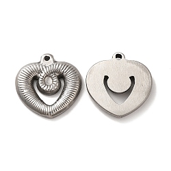 Non-Tarnish 304 Stainless Steel Pendants, Heart Charm, Stainless Steel Color, 23x22x3mm, Hole: 2mm(STAS-Q001-16P)