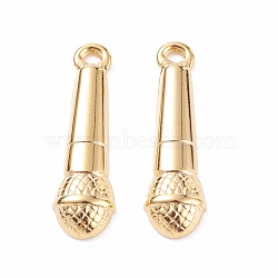 304 Stainless Steel Pendants, Textured, Microphone, Golden, 20x6x2.5mm, Hole: 1.2mm(STAS-B024-84G)
