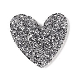 Acrylic Plastic Cabochons, Heart, Gray, 37x39.5x2.5mm, Hole: 2.5mm(OACR-R273-02A)