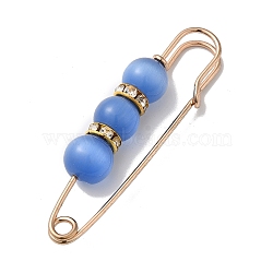 Zinc Alloy Kilt Pins, with Resin Bead, Light Gold, Blue, 57.5x17x10mm(JEWB-K010-02B-KCG)