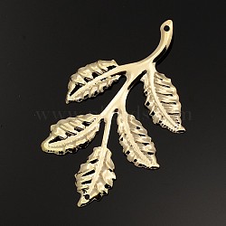 Iron Leafy Branch Filigree Big Pendants, Golden, 51x32x1mm, Hole: 1mm(X-IFIN-P003-06)