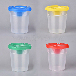 Children's No Spill Plastic Paint Cups, with Colored Lids, for Cleaning, Mixed Color, 8.7cm, 4pcs/set(TOOL-L006-08)