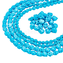 3 Sizes Dyed Synthetic Turquoise Beads Strands, Skull, Deep Sky Blue, 8~15x6~11x7~14mm, Hole: 1mm(G-AR0004-83)