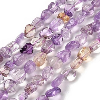 Natural Ametrine Beads Strands, Nuggets, Tumbled Stone, 7~13x4.5~10x4.5~10mm, Hole: 1.2mm, about 44~46pcs/strand, 15.08''~16.14''(38.3~41cm)