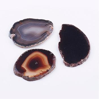 Natural Agate Big Pendants, Nuggets, Coconut Brown, 55~85x28~50x3~5mm, Hole: 1~2mm