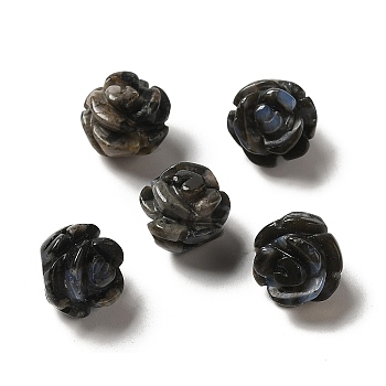Natural Glaucophane Carved Flower Beads, Rose, 8.5~10x10x10.5mm, Hole: 1mm