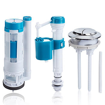 ABS Toilet Tank Fill Valve & Flush Valve Kit, Column, Deep Sky Blue, 245x89.5x51mm
