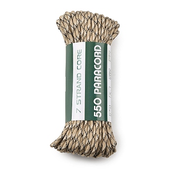 550 Paracord Polyester Parachute Cord, 7 Strand Core Cord, with Patterns, Tan, 4mm, about 33.90 Yards(31m)/Bundle