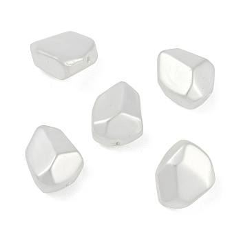 Glass Profiled Pearl Beads, Pearlized, Polygon, White, 16x12~13x9~9.5mm, Hole: 1mm