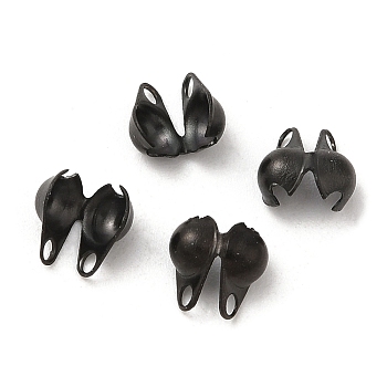 Ion Plating(IP) 304 Stainless Steel Smooth Surface Bead Tips, Calotte Ends, Clamshell Knot, Electrophoresis Black, 6x4x2.5mm, Hole: 1mm, Inner Diameter: 2mm