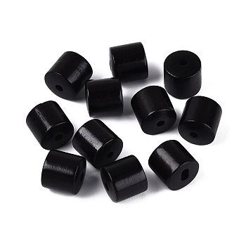 Undyed Natural Wood Beads, Barrel, Black, 8~8.5x8~8.5mm, Hole: 1.8mm, about 980pcs/500g