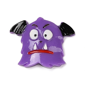Monster Halloween Opaque Resin Decoden Cabochons, Halloween Jewelry Craft, Purple, 29.5x37.5x9.5mm