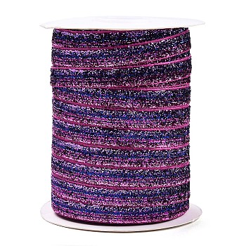 Glitter Sparkle Ribbon, Polyester & Nylon Ribbon, Orchid, 3/8 inch(9.5~10mm), about 50yards/roll(45.72m/roll)