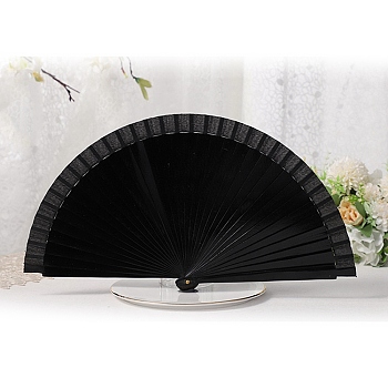 Schima Folding Fan, Vintage Wood Decorative Fan, for Party Wedding Dancing Decoration, Black, 23cm
