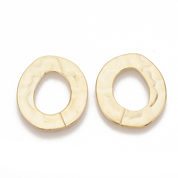 Brass Linking Rings, Nickel Free, Oval, Real 18K Gold Plated, 27.5x24x1mm, Inner Diameter: 16x12mm