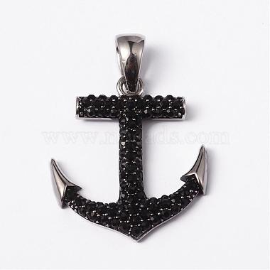 Stainless Steel Color Anchor & Helm Stainless Steel+Rhinestone Pendants