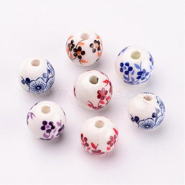 Mixed Color Handmade Printed Porcelain Round Beads(X-PORC-CF187Y-CF190Y)-2