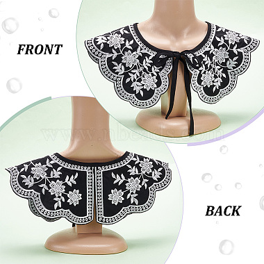 Detachable Fibre Lady's Flower Pattern Embroidered False Collars(AJEW-WH0347-09)-3