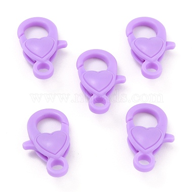 Lilac Heart Plastic Lobster Claw Clasps