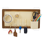 Bamboo & Plastic Rattan Hole Board Jewelry Display Stands, Mixed Color, Box: 10.2x7.3x8.7cm(ODIS-GA0001-89)