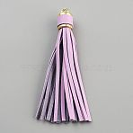 Imitation Leather Tassel Pendants, with Plastic Loops, Plum, 110x14mm, Hole: 4mm(FIND-WH0148-154D)