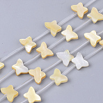 Yellow Shell Beads, Butterfly, Yellow, 7x9x2mm, Hole: 0.6mm(SSHEL-S264-069B)