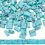 1 Strand Synthetic Turquoise Beads Strands, 2-Hole, Rectangle, Sky Blue, 2.5~3x5x2.5mm, Hole: 0.8mm, about 138~140pcs/strand, 15.28''~15.31''(38.8~38.9cm)(G-SC0003-35B)
