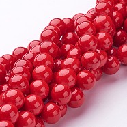 Natural Mashan Jade Round Beads Strands, Dyed, Red, 8mm, Hole: 1mm, about 51pcs/strand, 15.7 inch(X-G-D263-8mm-XS31)