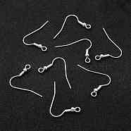 304 Stainless Steel Earring Hooks, Ear Wire, with Horizontal Loop, 925 Sterling Silver Plated, 25x20mm, Hole: 2.3mm, 21 Gauge, Pin: 0.7mm(STAS-L258-001B-S)