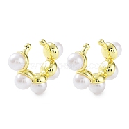 Brass Ring Cuff Earrings with ABS Imitation Pearl Beaded, Non Piercing Earrings, Real 18K Gold Plated, 18x6mm(EJEW-D088-15G)