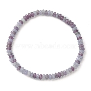 Natural Lilac Jade Flat Round Beaded Stretch Bracelets for Women, Inner Diameter: 2-3/8 inch(6cm)(BJEW-JB09717-03)