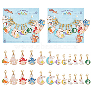 Alloy Enamel with Pearl Rabbit Pendant Stitch Markers, Crochet Lobster Clasp Charms, Locking Stitch Marker with Wine Glass Charm Ring, Mixed Color, 2.9~4.3cm, 12 style, 1pc/style, 12pcs/set, 2 sets/box(HJEW-AB00288)