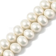 Oval Shell Pearl Beads Strands, Polished, White, 10.5x12x10.5mm, Hole: 0.7mm, about 49pcs/strand, 16.34''(41.5cm)(BSHE-XCP0001-21)