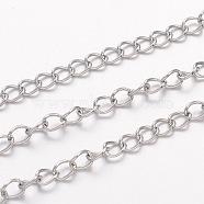 304 Stainless Steel Curb Chains, with Spool, Soldered, for Jewelry Making, Stainless Steel Color, 4x3x0.6mm, about 65.61 Feet(20m)/roll(CHS-K005-03P-0.6mm)