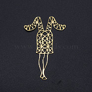 201 Stainless Steel Filigree Joiners, Woman, Golden, 60x38x1mm(STAS-T049-T691-2)