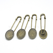 Iron Brooch Findings, Kilt Pins, Antique Bronze, Tray: 18x25mm, 67x19x5mm(X-MAK-Q011-08AB)