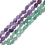 4 Strands 2 Styles Natural Amethyst & Green Aventurine Beads Strands, Oval, 5~12x6~9x4~7mm, Hole: 1mm, about 50~53pcs/strand, 15.3 inch~15.7 inch(39~40cm), 2 strands/style(G-GO0001-01)